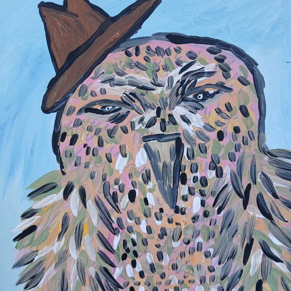 Owl In Hat Painting - Picture 13 of 13